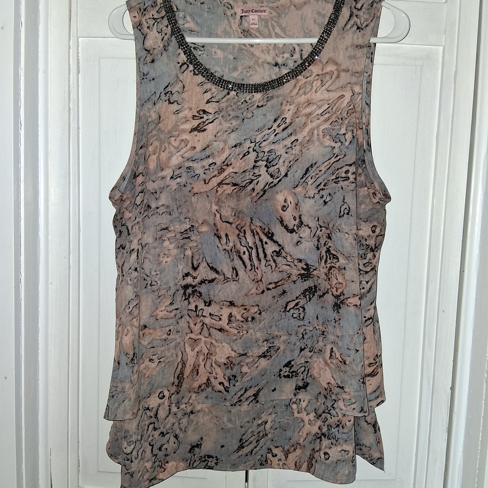 Juicy Couture Abstract Tank Top in Black and Tan